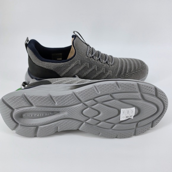 Skechers Men Garner Crispin Knit Grey 10.5 Relaxed Fit Slip On